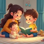 Cuentos para Bebés y Padre o madreleyendo un cuento a su bebé en una habitación acogedora